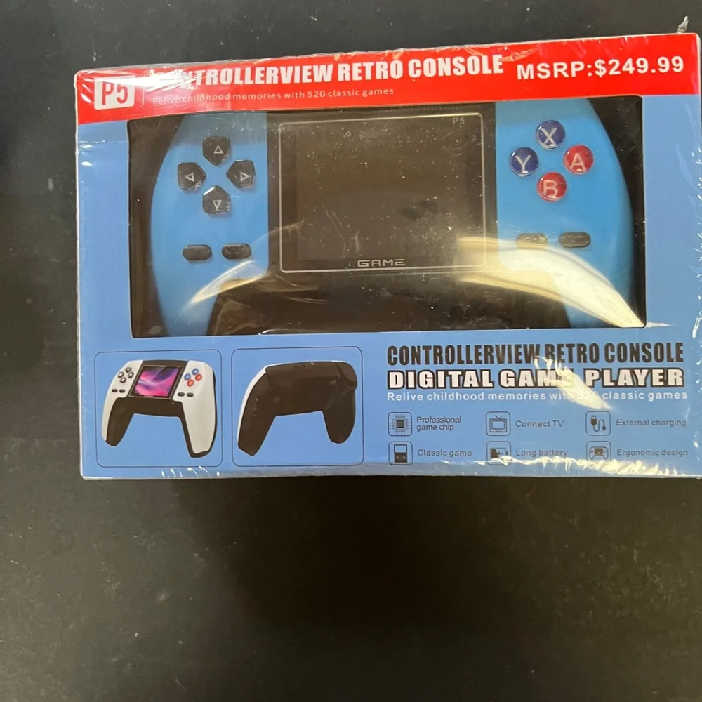 Blue and Black Handheld Gaming Console Box B